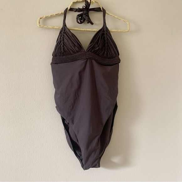 Pilyq Island Embroidered Halter One Piece in Coco - Picture 4 of 10